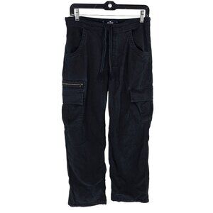 Hollister womens size small black adjustable rise Parachute baggy cargo pants